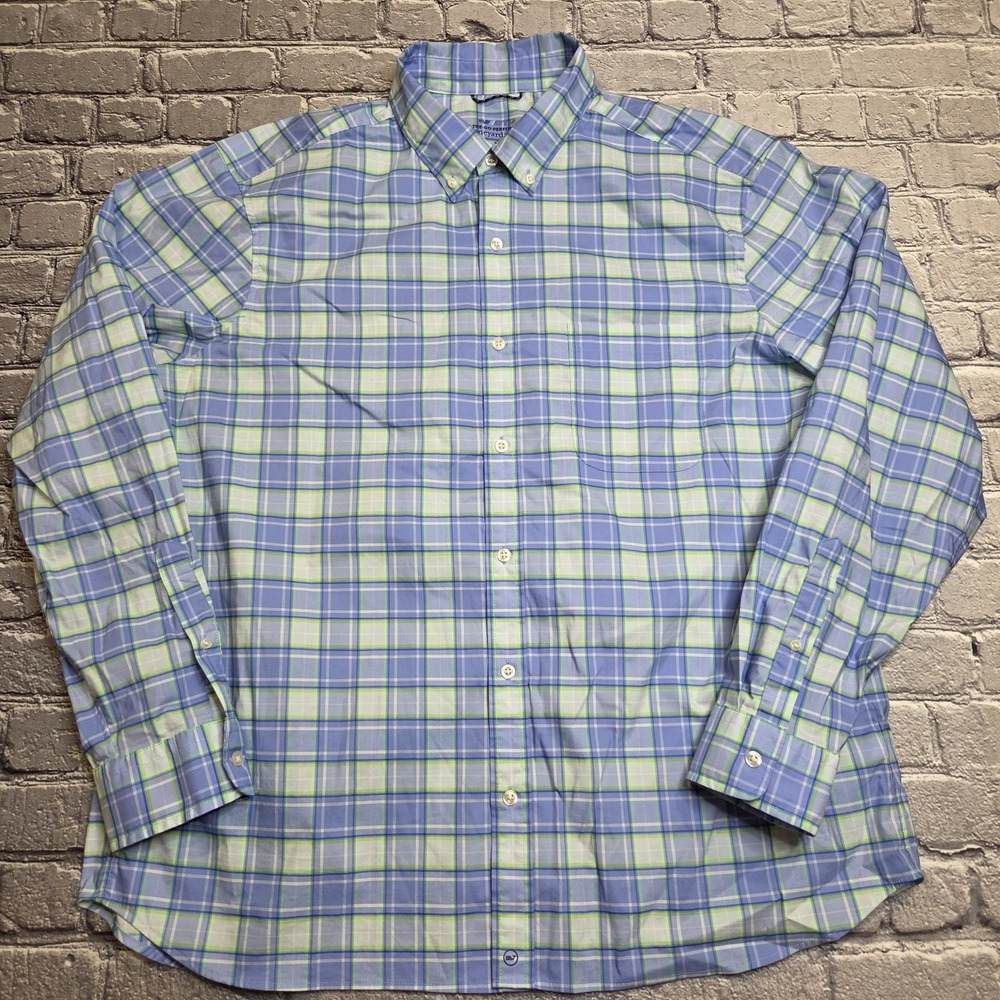 Vineyard Vines Shirt Mens XL OTG On The Go Performance Long Sleeve Plaid Blue